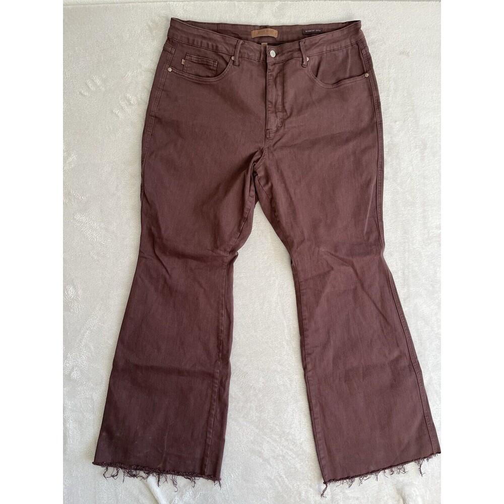 Judy Blue Jeans Womens 20 Flared Leg Brown Garment Dyed Denim High Rise Boho